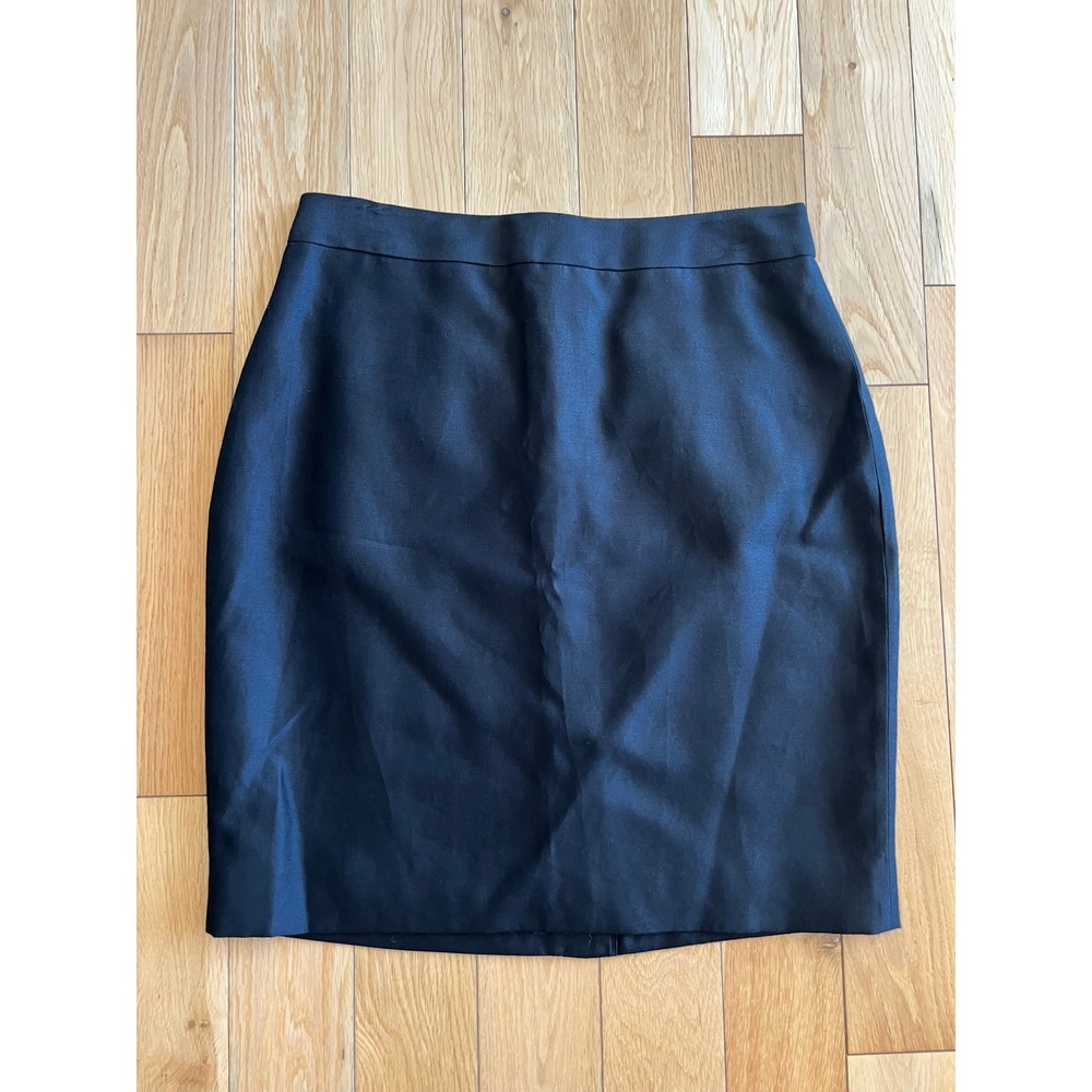 Kate Spade Pencil Skirt Black Zip Back Cotton Viscose Silk Womens Size 10